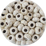 PAMIR TONG Large Hole Turquoise White Beads for Bracelet 100pcs European Gemstone Beads Howlite Rondelle Space Craft Beads for P