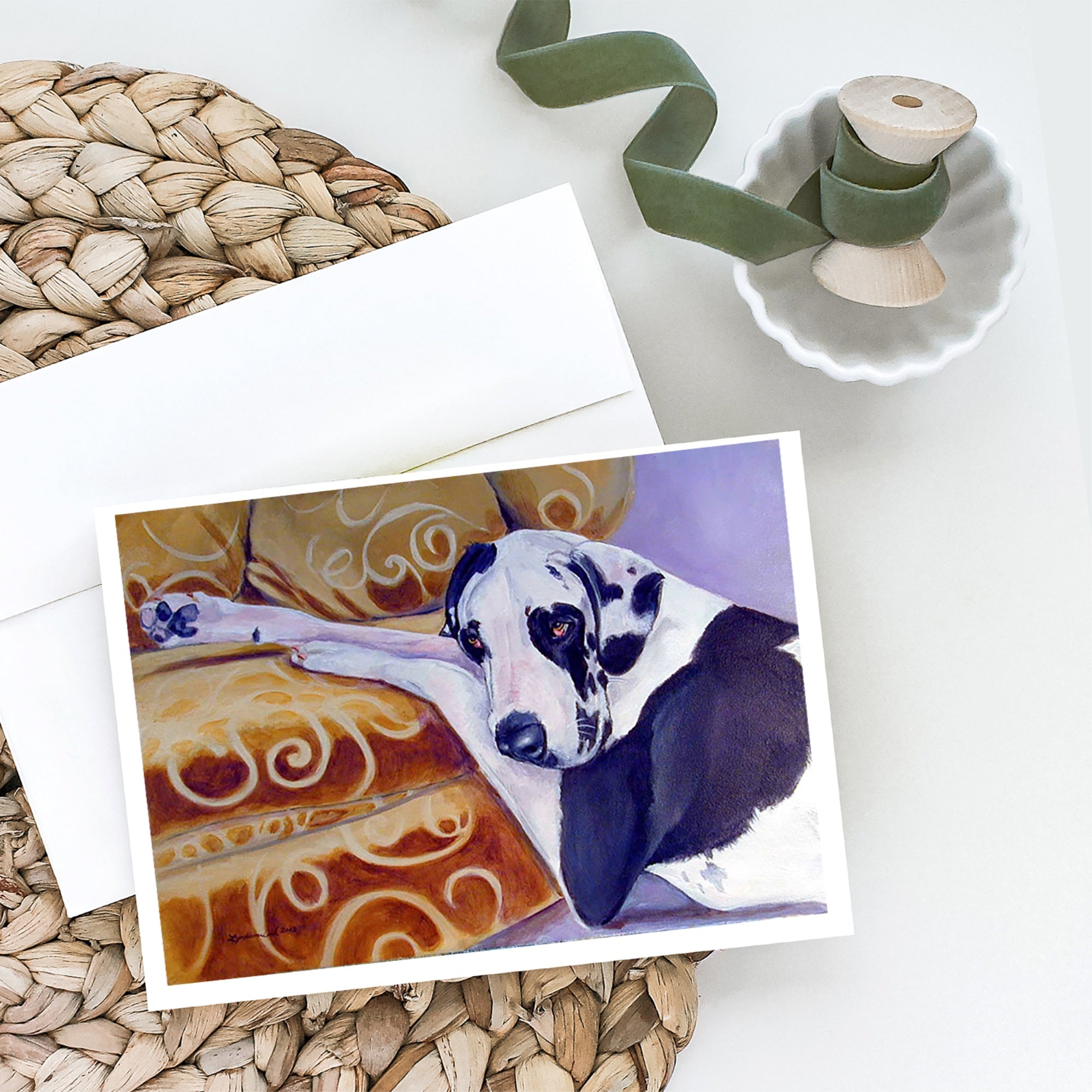 Harlequin Natural Great Dane Greeting Cards And Envelopes Pack Of 8