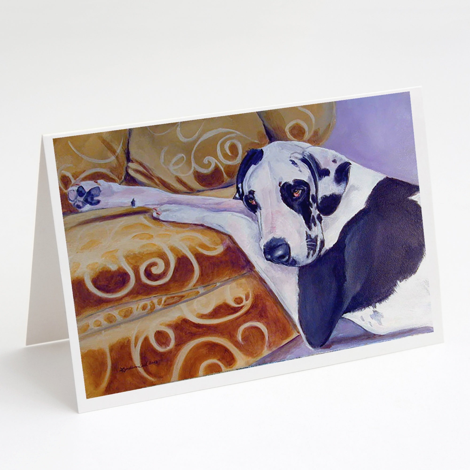 Harlequin Natural Great Dane Greeting Cards And Envelopes Pack Of 8