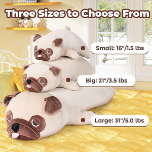meowtastic Pug Weighted Stuffed Animals - 21 Inch 3.5 Pounds Weighted Plush Bulldog Stuffed Animals - Big Stuffed Pug Weighted P