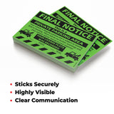 100 MESS Parking Violation Stickers Hard to Remove - No Parking Stickers - Bad Parking Stickers - Super Sticky Warning Stickers