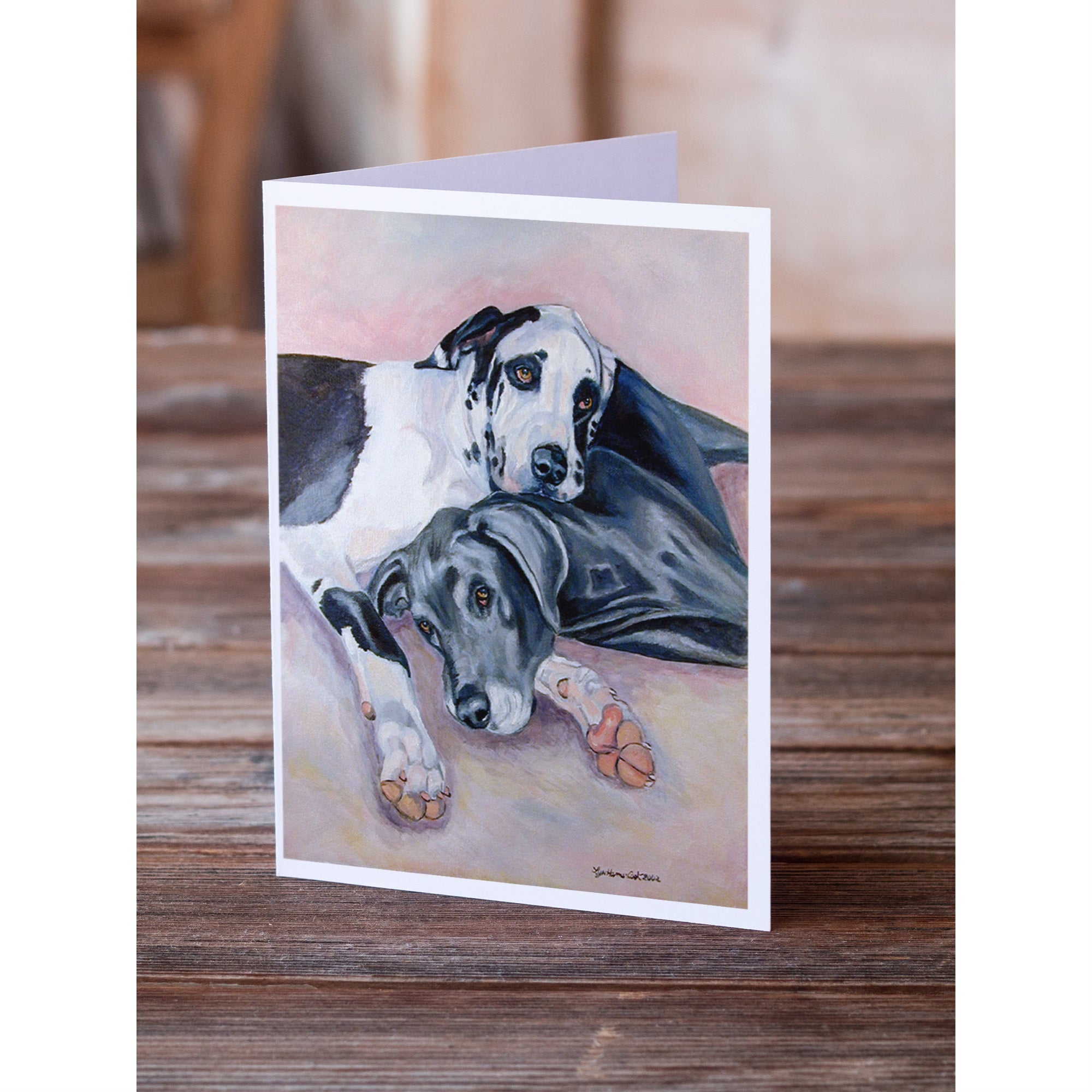 Black And Harlequin Great Dane Greeting Cards And Envelopes Pack Of 8