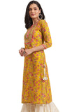 Rytras Women'S Cotton Printed Straight Kurti (Medium) Yellow