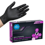 MED PRIDE Small Black Nitrile Exam Gloves 4 Mil Thick, Disposable Latex-Free Powder-Free Hospital Gloves Barber Gloves, Pack of 