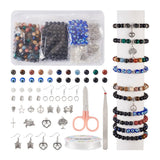 FASHEWELRY Evil Eye Bead Bracelet Earring Kit 8mm Crystal Stone Beads Round Natural Gemstone Planet Healing Chakra Energy Loose 