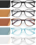 JOLISU 5 Pack Reading Glasses For Women,Blue Light Blocking Computer Reader Spring Hinge Eyeglasses (3.00)