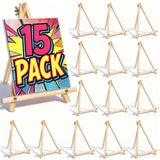 XCMVCN 15 Pack 9 Inch Wood Easels, Tabletop Painting Easel Stand for Canvas, Photo & Sign Display - Portable Tripod Art & Craft 