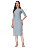 Wedani Women'S Cotton Round Neck Casual Wear Straight Kurta (Krt506) Sky Blue,Sky Blue,M