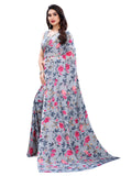 Satrani Womens Georgette Saree (2111St687_Grey, Dark Pink)