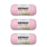 Bernat Super Value Baby Pink Yarn - 3 Pack of 198g/7oz - Acrylic - 4 Medium (Worsted) - 426 Yards - Knitting/Crochet