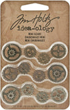 Tim Holtz Ideaology Metal Mini Gears, 12 per Pack, Various Sizes, Antique Finishes, TH93012