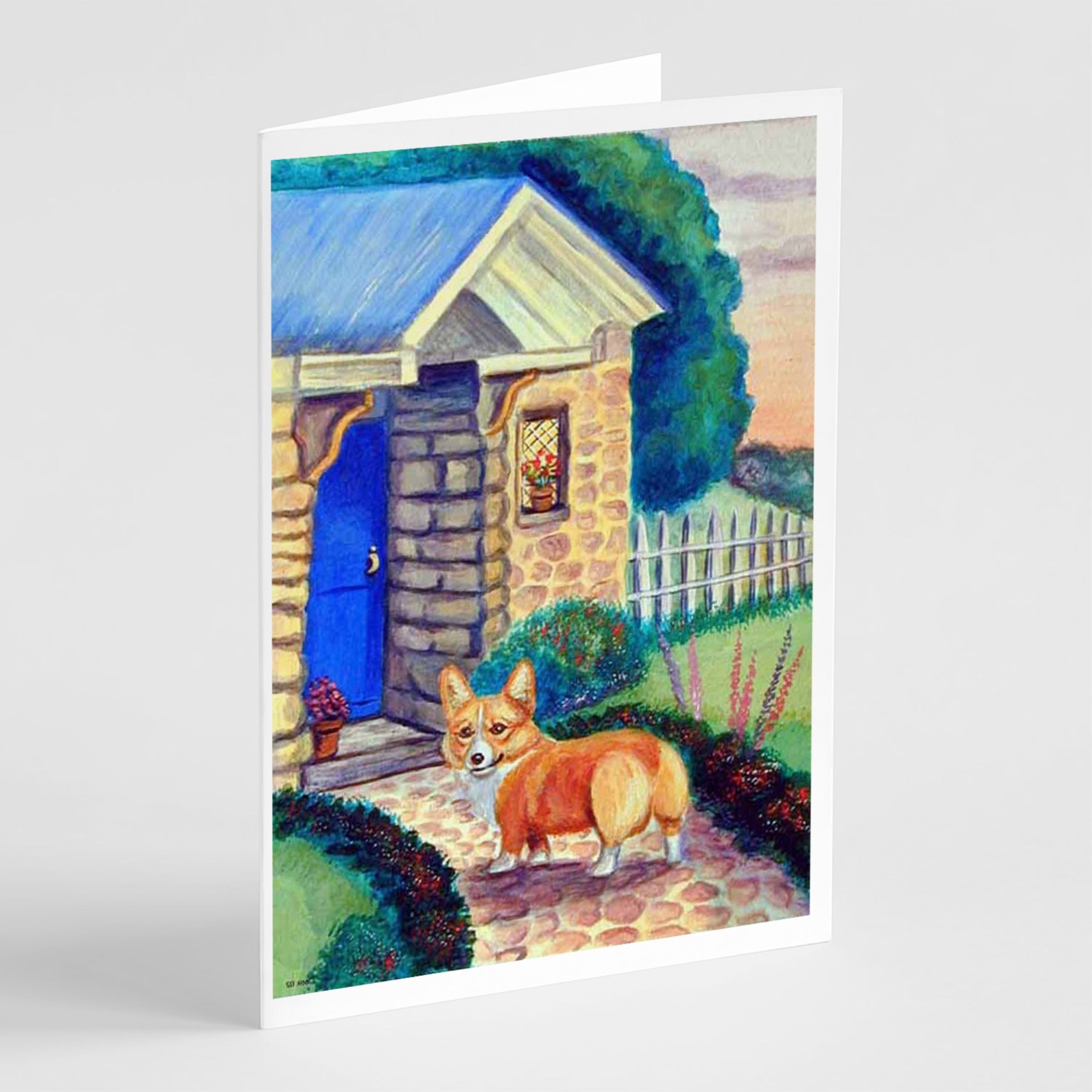 Corgi At The Cottage Greeting Cards And Envelopes Pack Of 8