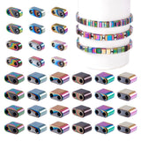 Pandahall 480Pcs Hematite Stone Tila Rainbow Hematite Flat Rectangle Spacer Loose Beads 2 Sizes for Multi-Strand Bracelet Neckla