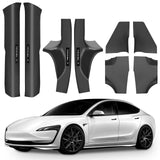 8Pcs Door Sill Protector for Tesla Model 3 Highland 2024 Front and Rear Door Pedal Kick Protection Carbon Fiber Friction Resista