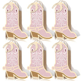 Kolldenn 12 Pcs Halloween Cowboy Cowgirl Party Favor Western Boot Paper Bag with Handle 12 Wood Horseshoe Cutout Wild West Gift 