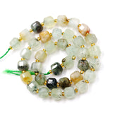 Malahill Wholesale Natural Faceted Stone Beads for Jewelry Making Sold per Bag 5 Strands Inside Cube Prehnite 6mm