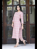 Anni Designer Women'S Cotton Blend Printed Straight Kurta With Pant (Achu Pink-Cmd_M_Pink_Medium),Pink,M,Cotton Blend,Regular,Kurta