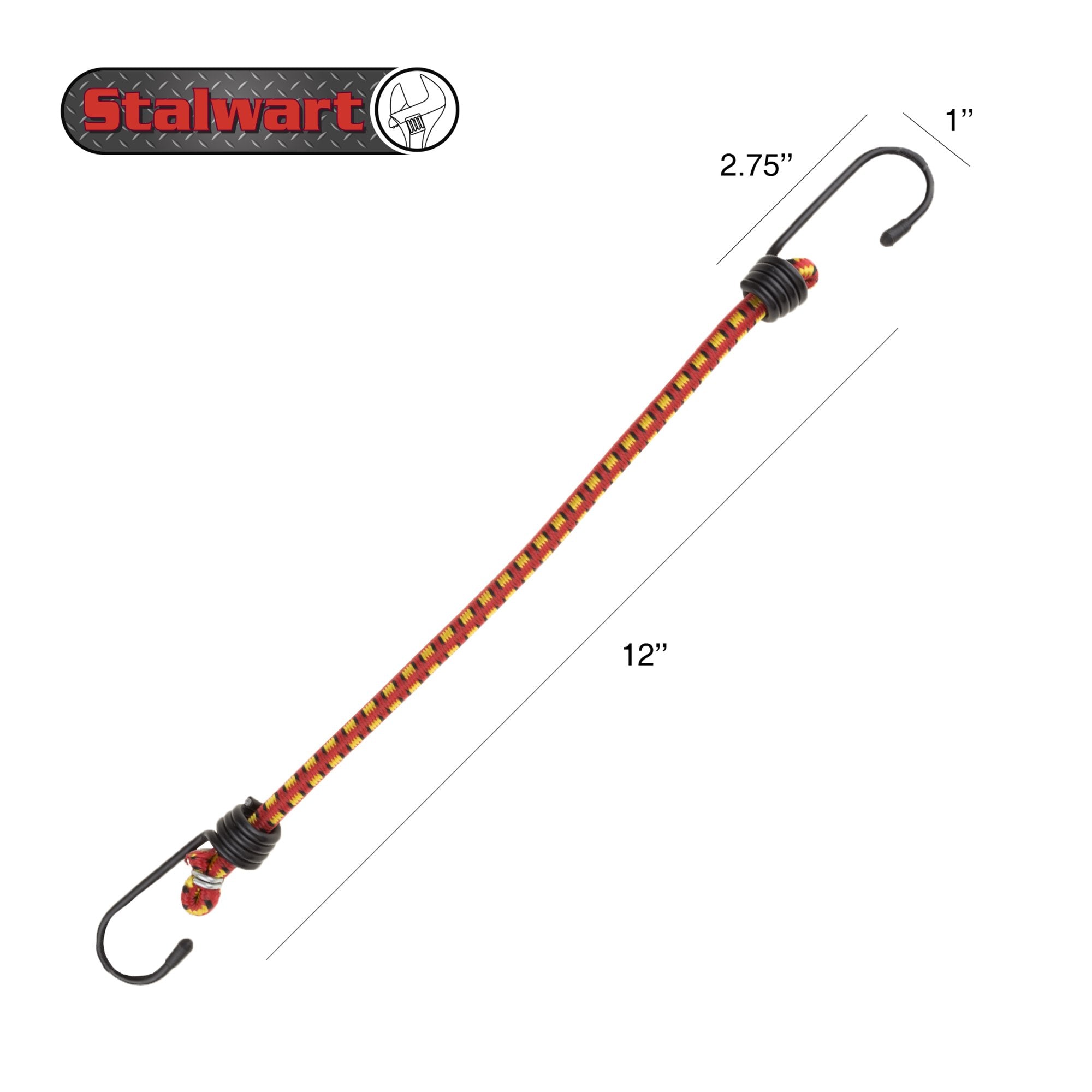 Bungee Cords - 10-Pack Virgin Rubber 12-Inch Cordage With Heavy-Duty Vinyl-Coated Hooks And Fabric Wrapping - Truck Accessories