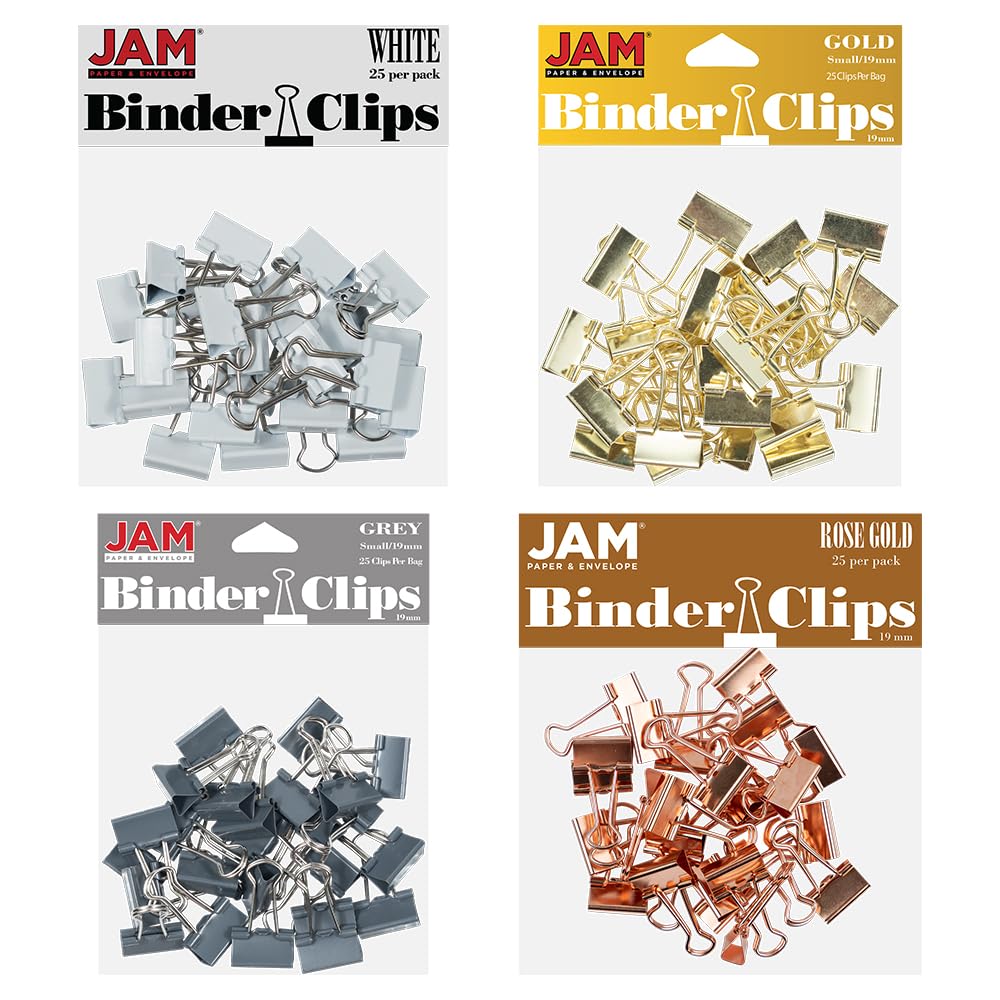 Jam Paper Colorful Binder Clips Assortment - Small - 3/4 Inch (19 Mm ...