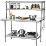DWVO 42x24in Stainless Steel Table, NSF Metal Prep Worktable with Adjustable Overshelf for Kitchen Restaurant Hotel Garage Wareh