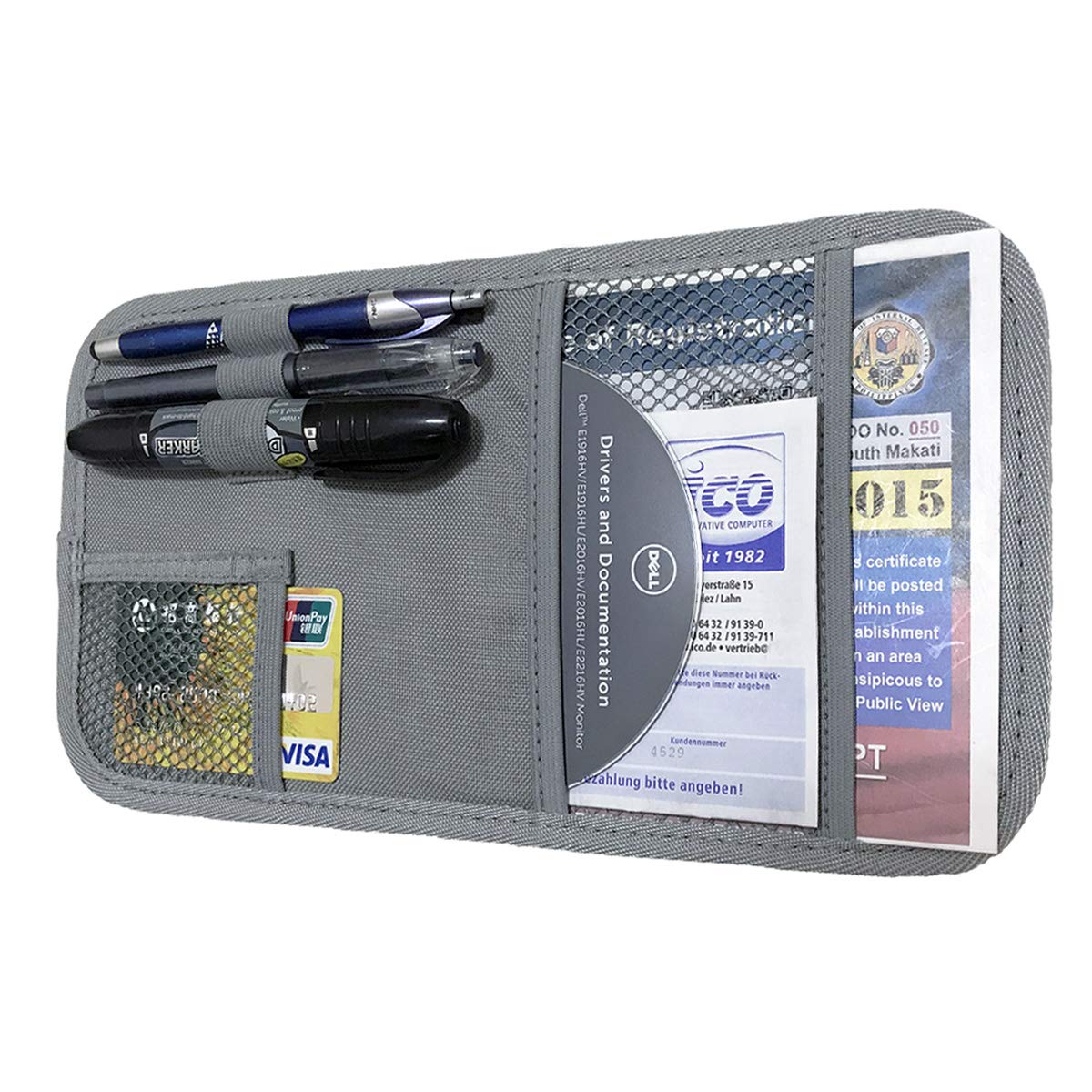 ZugGear Car Sun Visor Organizer, Auto Visor Holder Interior Accessories Pocket Organizer - Car Registration Holder Document Stor