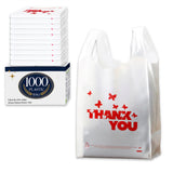 1000PACK Thank you bags, T shirt bags, White Plastic Bags with Handles, Grocery shopping bag Reusable and Disposable Supermarket