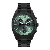Timex Analog Watch For Men With Light Green Dial & Black Stainless Steel Bracelet Band - Water Resistant Men'S Wrist Watches -Tw