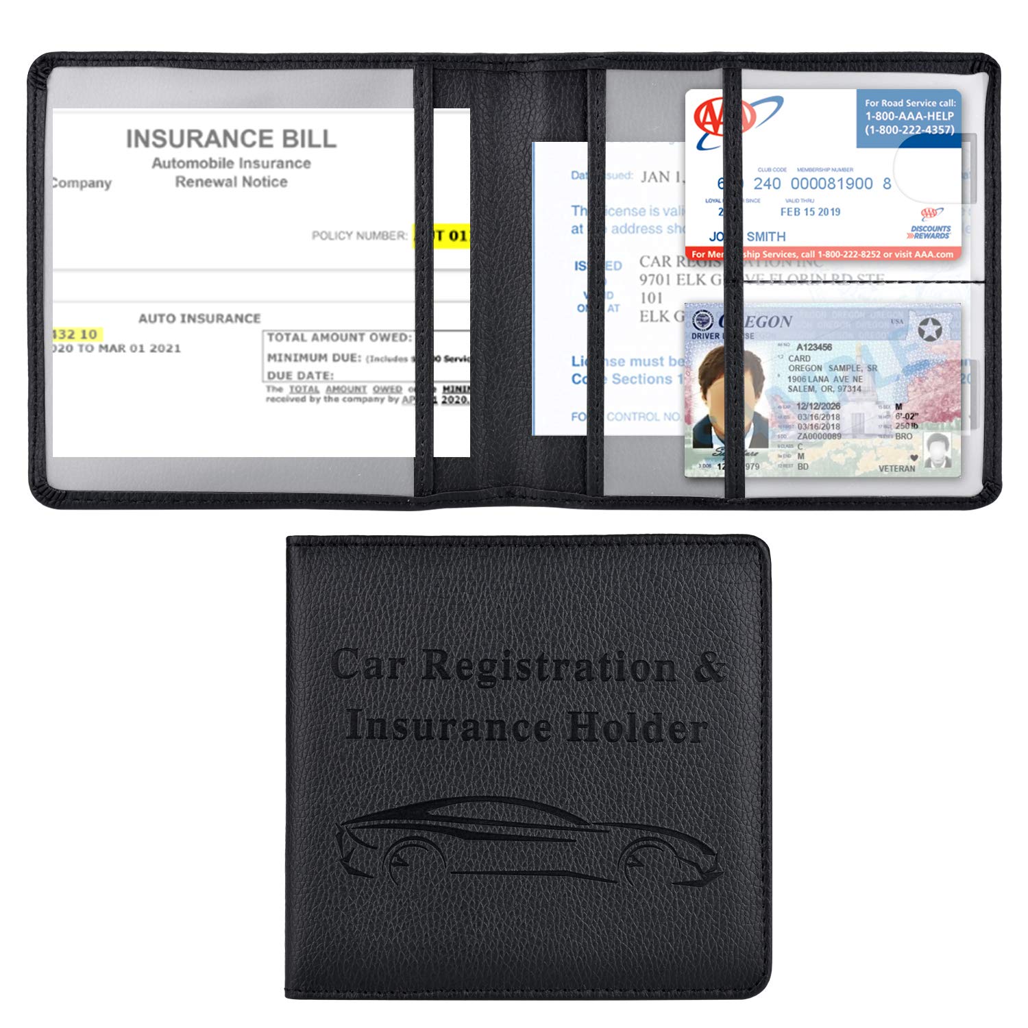Cacturism Car Registration and Insurance Holder, Vehicle Glove Box Car Organizer Men Women Wallet Accessories Case for Cards, Es