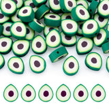 Elecrelive 50Pcs Avocado Polymer Clay Spacer Beads Green Fruit Clay Beads Food Slice Charms 11.5x9x5mm for Necklace Bracelets Ea
