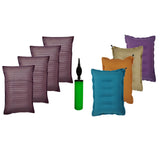 Shivam Pillow Pack Of 4 | Multi Color Cotton Travel Pillow With Air Pump And Soft Cotton Cover | Lightweight & Portable Neck Sup