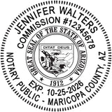 MaxMark Round Notary Stamp for State of Arizona- Self Inking Stamp -Top Brand Unit with Bottom Locking Cover for Longer Lasting 