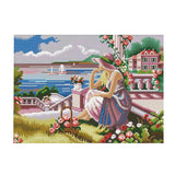 Zoomella Stamped Cross Stitch Kit Embroidery Crafts 14Ct Aida Cloth Pretty Girl Pattern|Crafts |Cross Stitch Kits