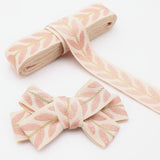 ZNZAKKA Jacquard Ribbon 3 Yards Pink Embroidered Lace Trim Leaf Pattern Ribbon for Sewing, Gift Wrapping, Hair Accessories (Pink