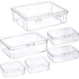 Jetec 6 Pieces Mixed Sizes Rectangular Mini Plastic Clear Beads Storage Containers Box for Collecting Small Items Beads Jewelry 