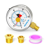 MEANLIN MEASURE 0~100Psi Stainless Steel 1/4 NPT 2.5 FACE DIAL with Reset Pointer Liquid Filled Pressure Gauge WOG Water Oil Air