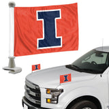 FANMATS University of Illinois Ambassador Car Flags 2 Pack Mini Auto Flags, 4in X 6in.