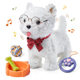 TUMAMA Electronic Dog Toy Pet, Remote Control and Voice Control Interactive Plush Puppy with Walking, Barking, Tongue Licking, T