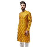 Sojanya (Since 1958 Men'S Jacquard Silk Mustard Only Long Kurta Size: 42