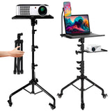 Prozipy Laptop & Projector Tripod Stand Adjustable Height 26 to 51Wheely Portable Laptop Stand With Gooseneck Phone Holder -