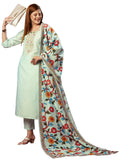 Anni Designer Women'S Cotton Blend Embroidered Straight Kurta With Pant & Dupatta (Charvi Grey_M_Grey_Medium),Grey,M,,,