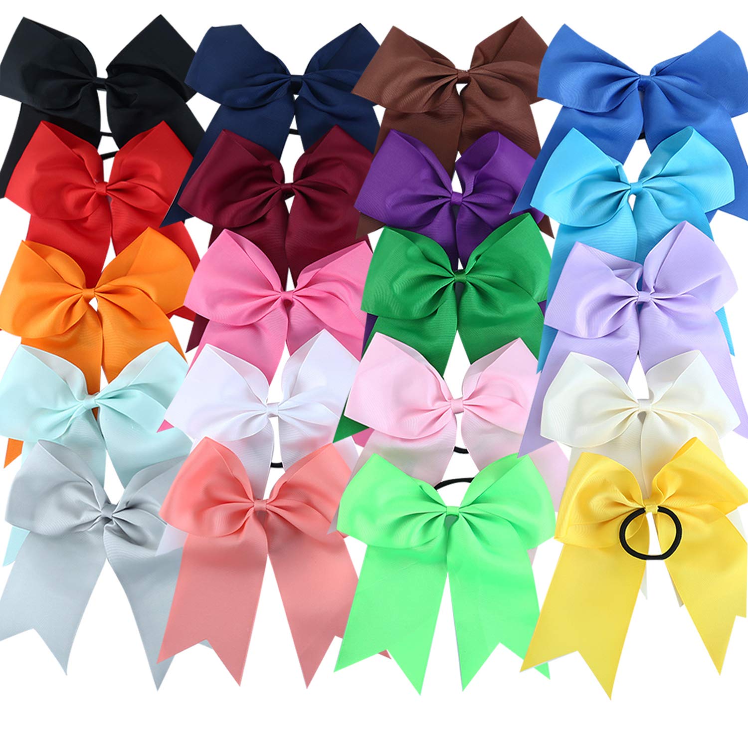 Hipcheer 20pcs 8 Large Cheer Bows for Girls, Hand-made Grosgrain Ribbon Hair Accessories for Teen Girls Softball Cheerleader S