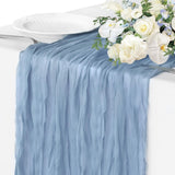 Blue Table Runner, 10FT Dust Blue Cheesecloth Table Runners 35*120inch Boho Gauze Tablecloth for Wedding Bridal Shower Baby Show