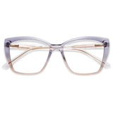 AMOMOMA Trendy TR90 Oversized Blue Light Reading Glasses Women,Stylish Square Cat Eye Glasses AM6031C3 with Grey/Brown Frame 1.0
