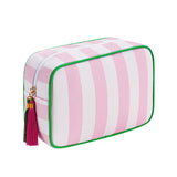 RSRSLEII Large Stripe Canvas Zipper Makeup Bag,Aesthetic Tassel Travel Cosmetic Bag,Coquette Toiletry Bag, Girls Handbags Purses
