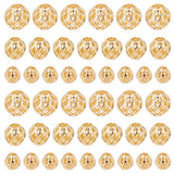 PH PandaHall 60pcs Golden Round Beads, 14K Gold Plated Brass Hollow Beads 4 6 8mm Filigree Beads Metal Spacer Beads Loose Beads 