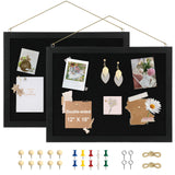 AMUSIGHT 2-Pack Double-sided Black Cork Board with Linen, 16 x 12 Hanging Wood Framed Small Bulletin Board, Picture Display Visi