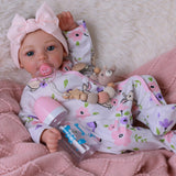 BABESIDE 18-Inch Reborn Baby Doll Girl - Realistic Lifelike Bebe Reborn de Silicona with Bunny Outfit, Magnetic Pacifier, Bottle