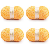 BATELO Velvet Chenille Yarn for Crocheting & Knitting 1440 Yards, Soft Thick Fluffy Bulky Blanket Yarn, 4 Pack of 10.5oz (Orange