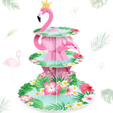 3 Tier Pink Flamingo Cupcake Stand Hawaiian Theme Cupcake Holder Luau Aloha Cake Holder Decorations Tropical Cupcake Dessert for