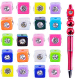 eswala Focal Beads for Pens,40pcs Acrylic Charms Diamond Square Focals Beads Bulk for Beadable Pens Keychain Making Cute DIY Jew